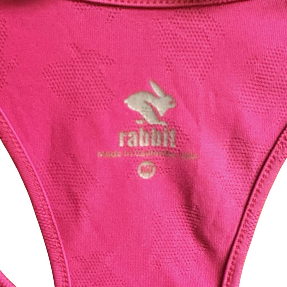 Rabbit Womens Razor Tank Size M Hot Pink Sleeveless Perforated Logo All Over - Picture 4 of 8